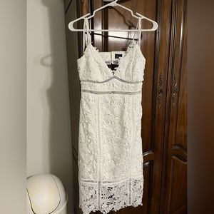 Bardot White Lace Midi Dress (Size Small)